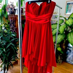Red high low dress